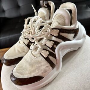 Louis Vuitton Cream and Brown Monogram Runner Sneakers